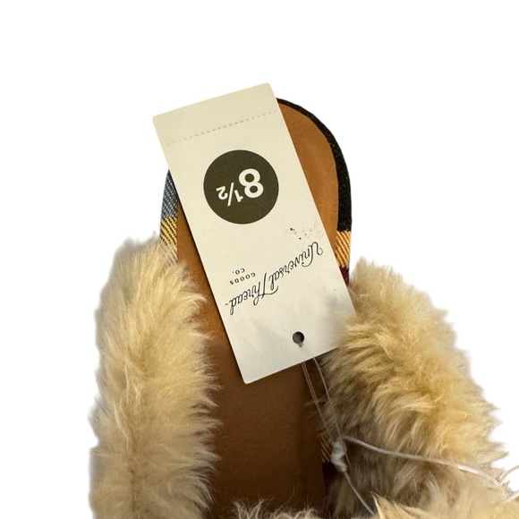 UNIVERSAL THREAD Size 8.5 Bibiana Faux Fur Lined Mules Slip On Chevron Flats NEW - Picture 9 of 10